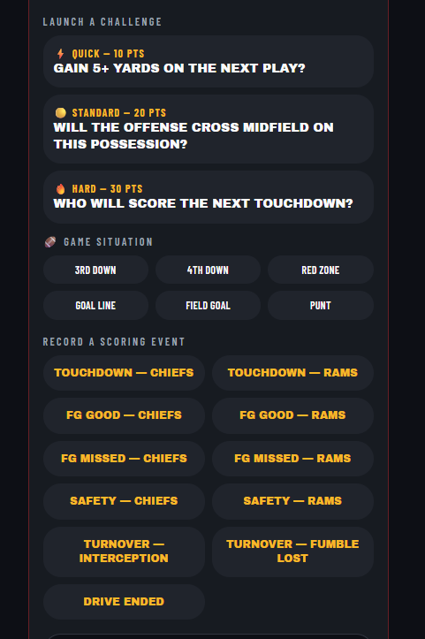 Host controls: Launch a Challenge and record scoring events